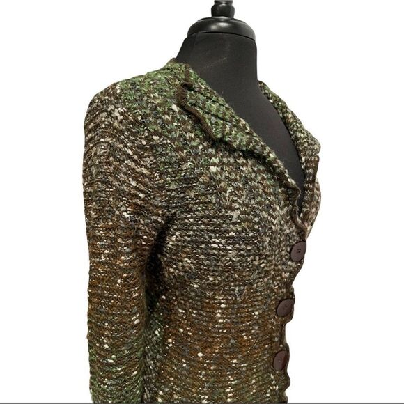 BCBGMaxAzria Ombre Knit Button Front Cardigan Sweater Brown Green Size M - Picture 6 of 13